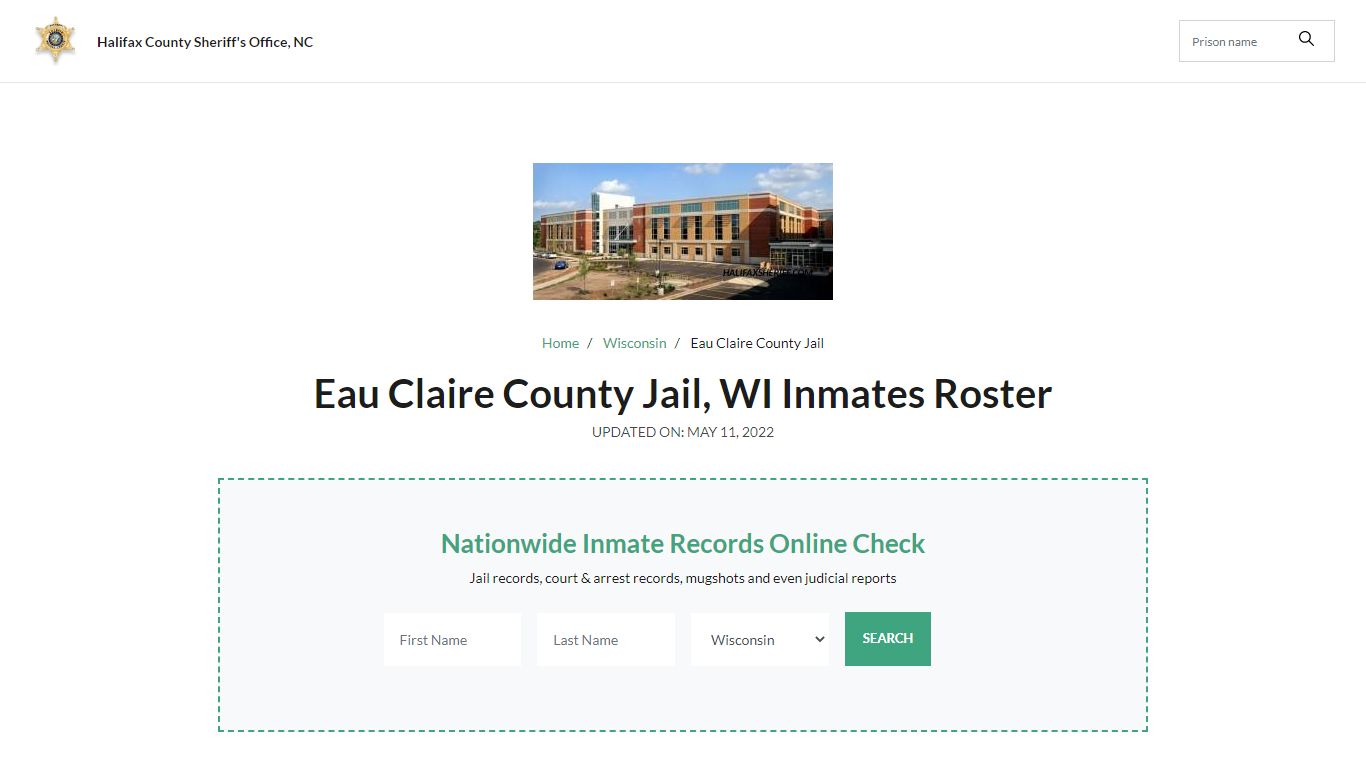 Eau Claire County Jail, WI Jail Roster, Name Search