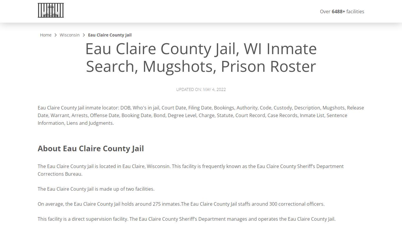 Eau Claire County Jail, WI Inmate Search, Mugshots, Prison ...